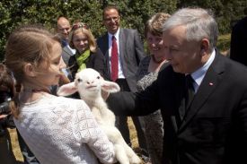 Jarosław Kaczyński z wizytą w gospodarstwie rolnym w Kubalinie
